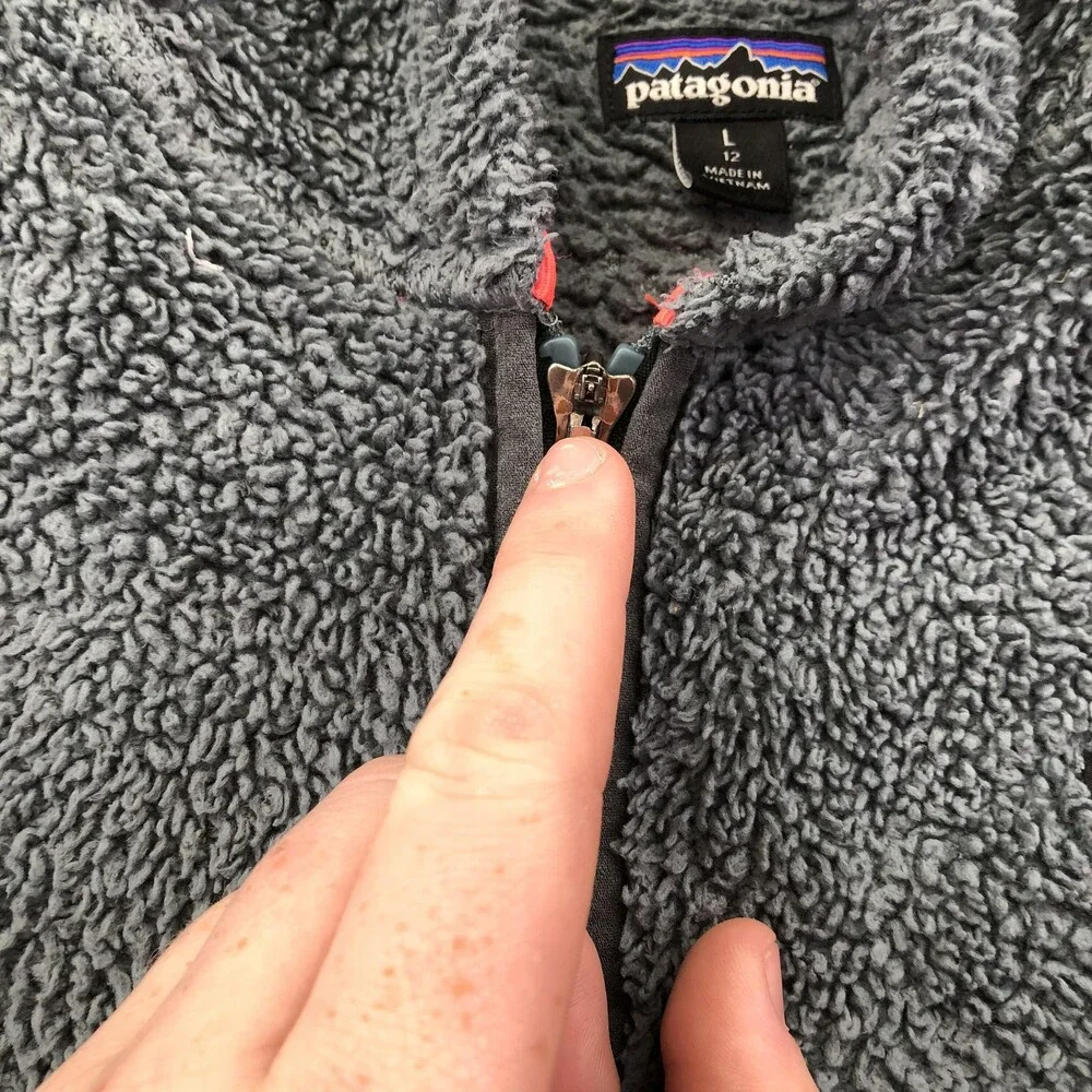 Patagonia Jacket Youth Large 12 Gray Fleece Hooded Full Zip Outdoor Los Gatos